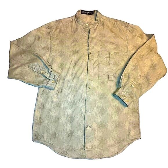 Pale Green Jhane Barnes Grandad or band Collar long sleeve shirt Size Small - Picture 1 of 11
